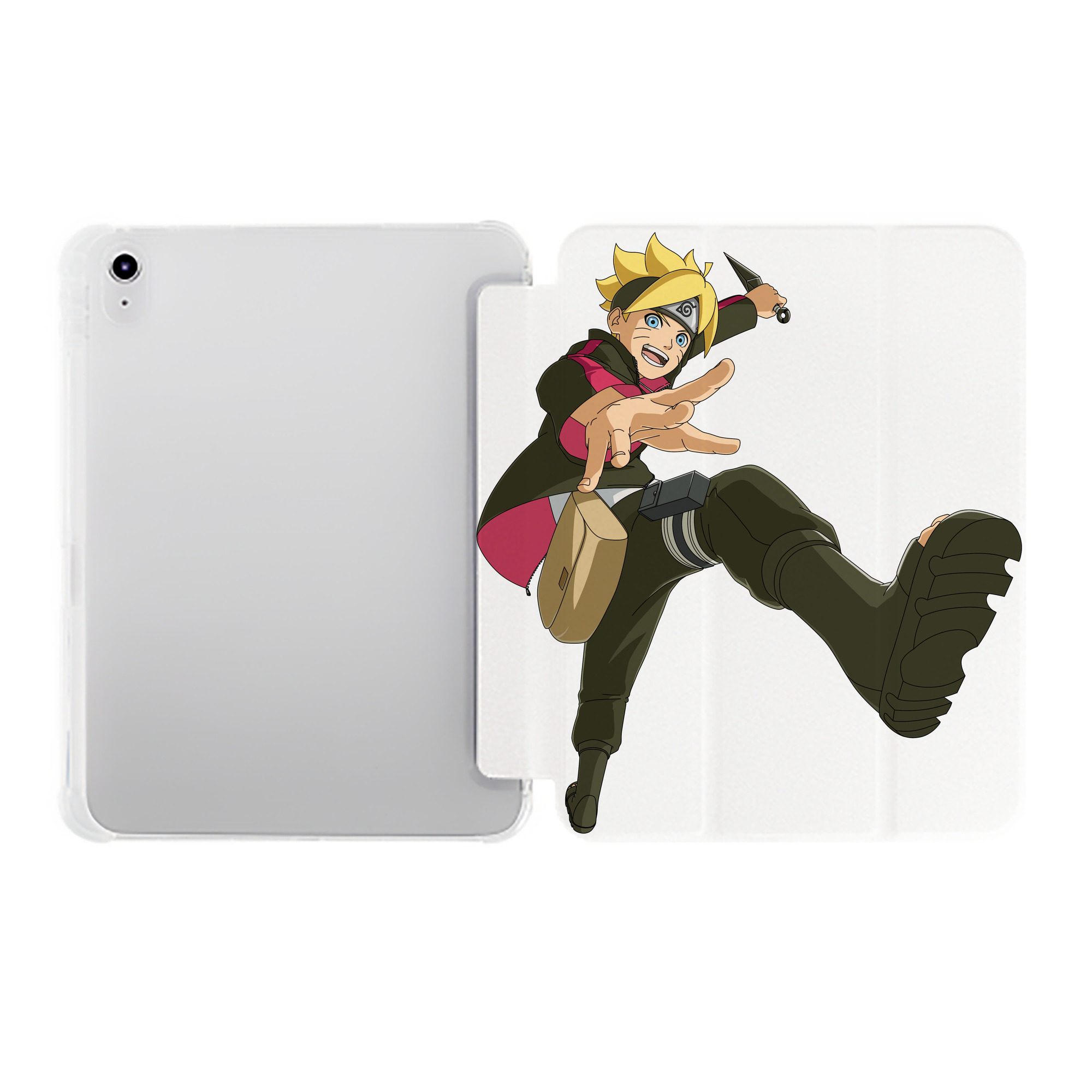 （画像用） NARUTO -ナルト- うずまき ボルト Uzumaki Boruto IPad ケース ペン収納付き 三つ折りスタンド PUレザー×シリコン 対応機種9.5/10.5/10.9インチ